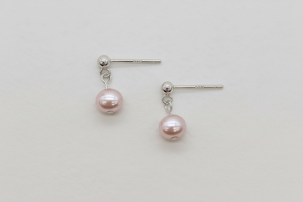 Small Pink Pearl Earrings