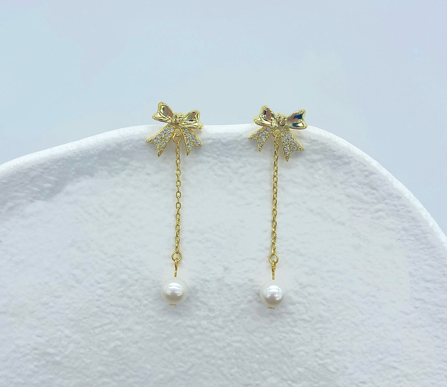 Bow Tie Pearl Earrings