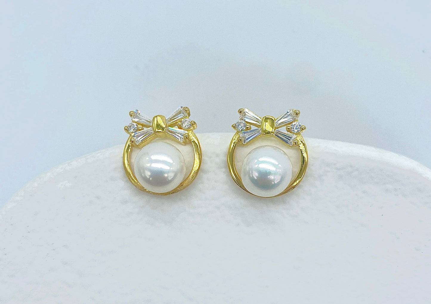 Zircon Stud Pearl Earrings