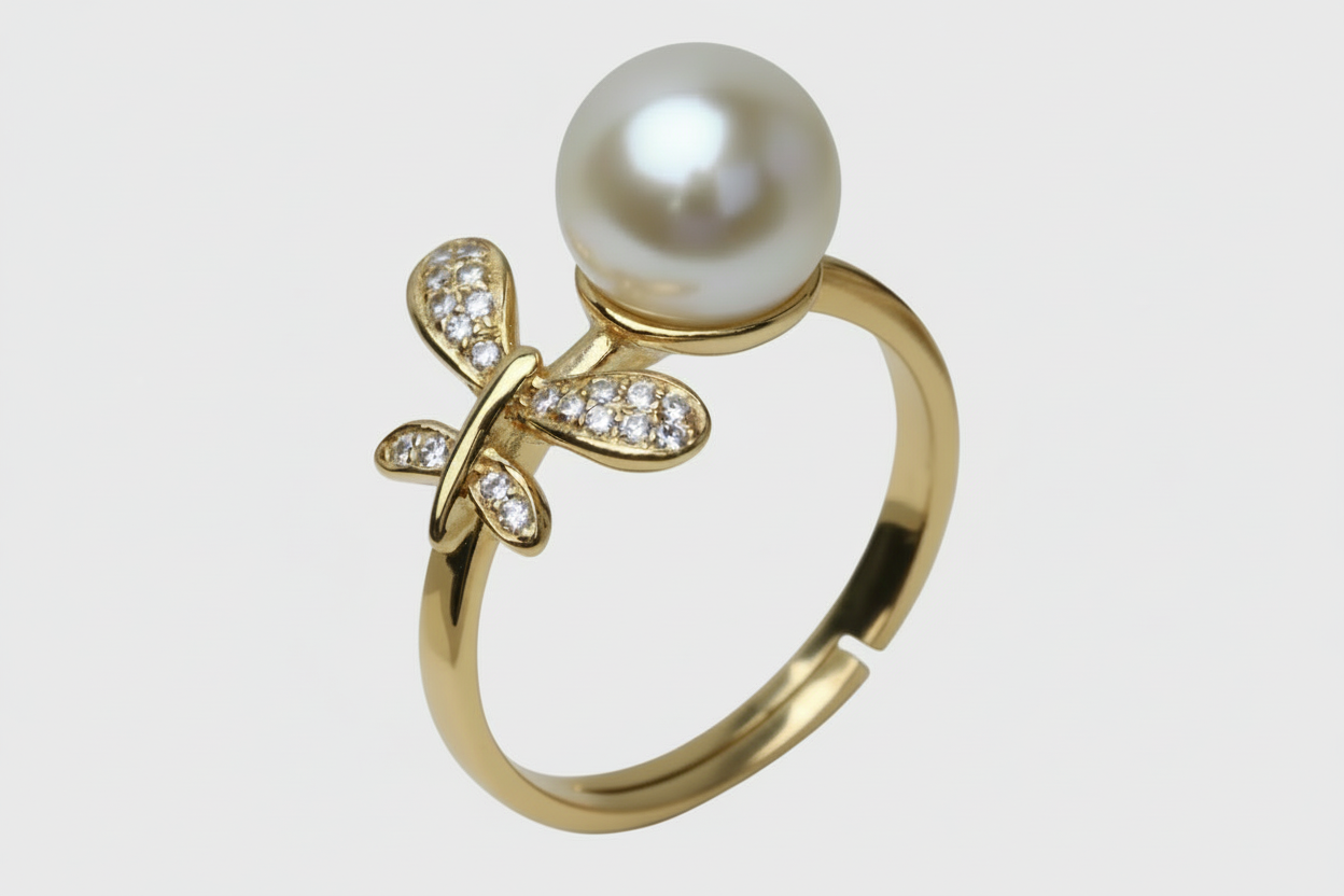 Dragonfly Pearl Ring
