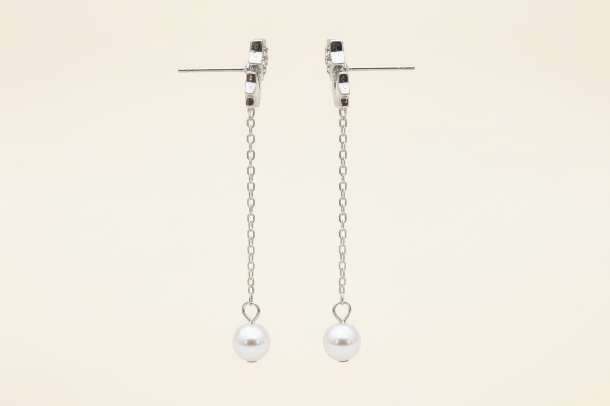Triple Star Pearl Earrings