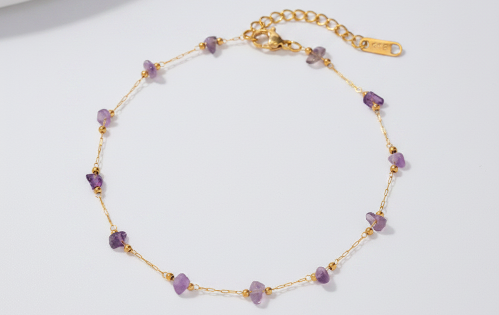 Purple Stone Anklets