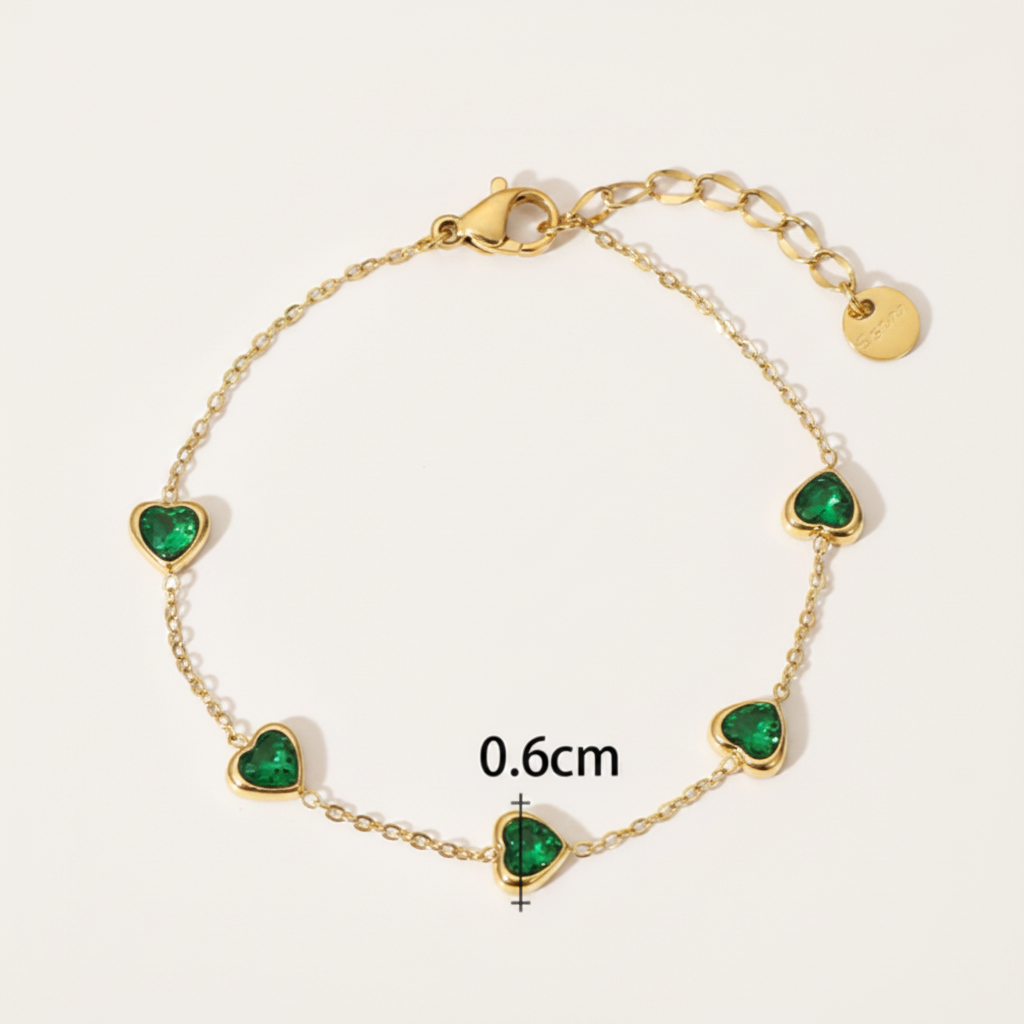 Green Heart Gem Bracelet