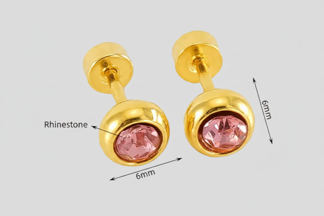 Pink Gem Earring