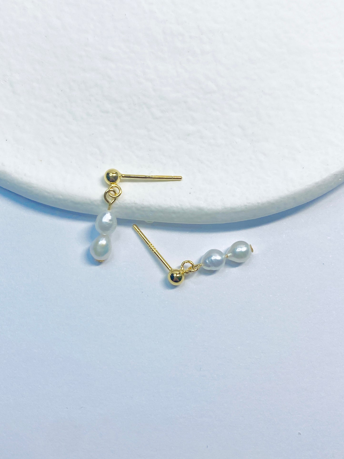 Small Keishi Shape Pearl Earrings