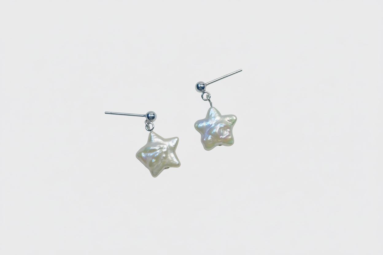 White Star Pearl Earrings