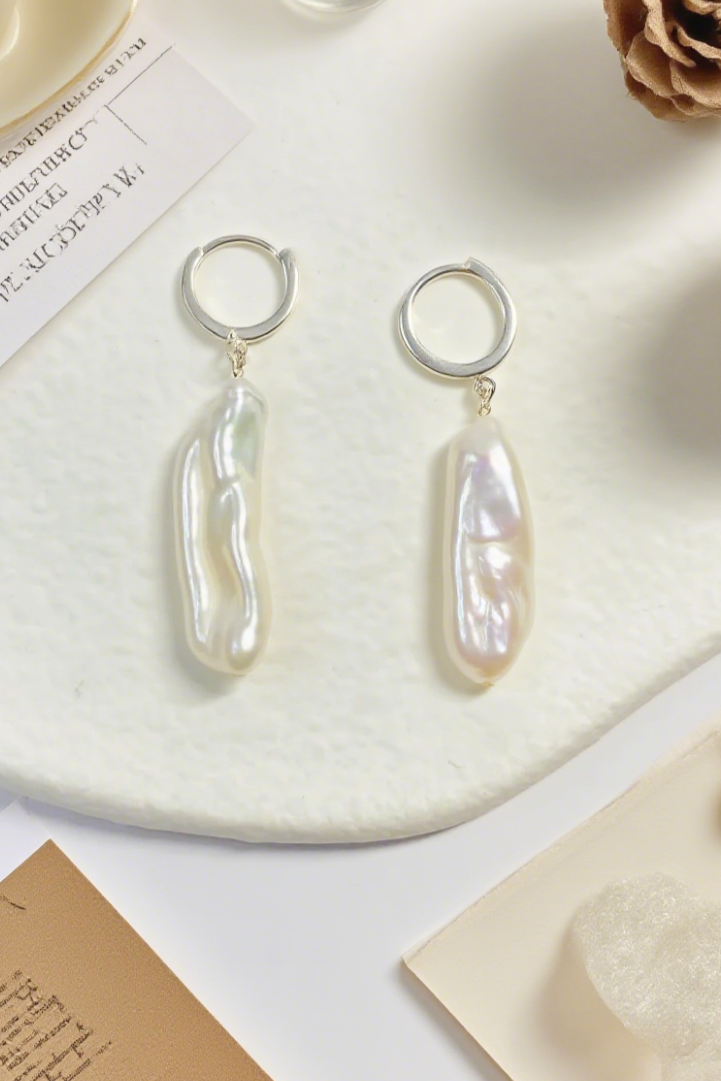 Baroque Long Shape Pearl Earrings