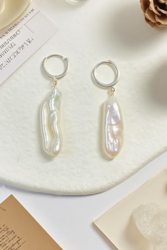 Baroque Long Shape Pearl Earrings