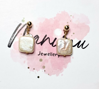 Little Square Pearl Earrings