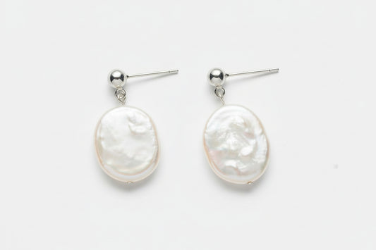 Flat Pearl Earrings