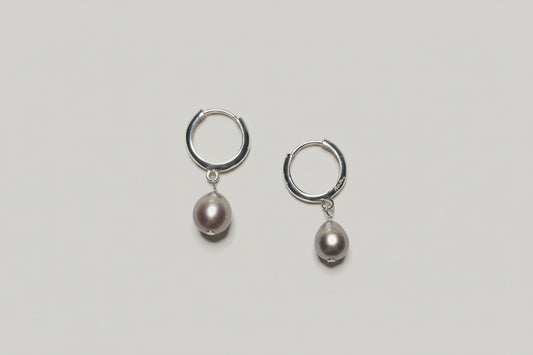 Rice Pearl Hoop Earrings