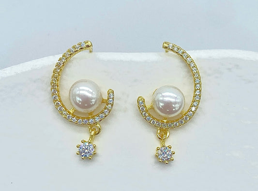 Half Moon Pearl Earrings