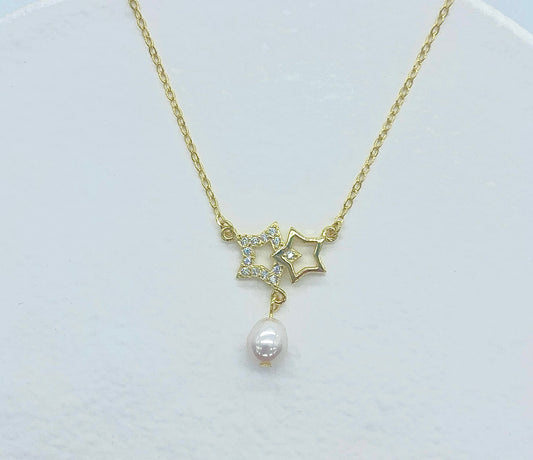Linked Star Pearl Necklace