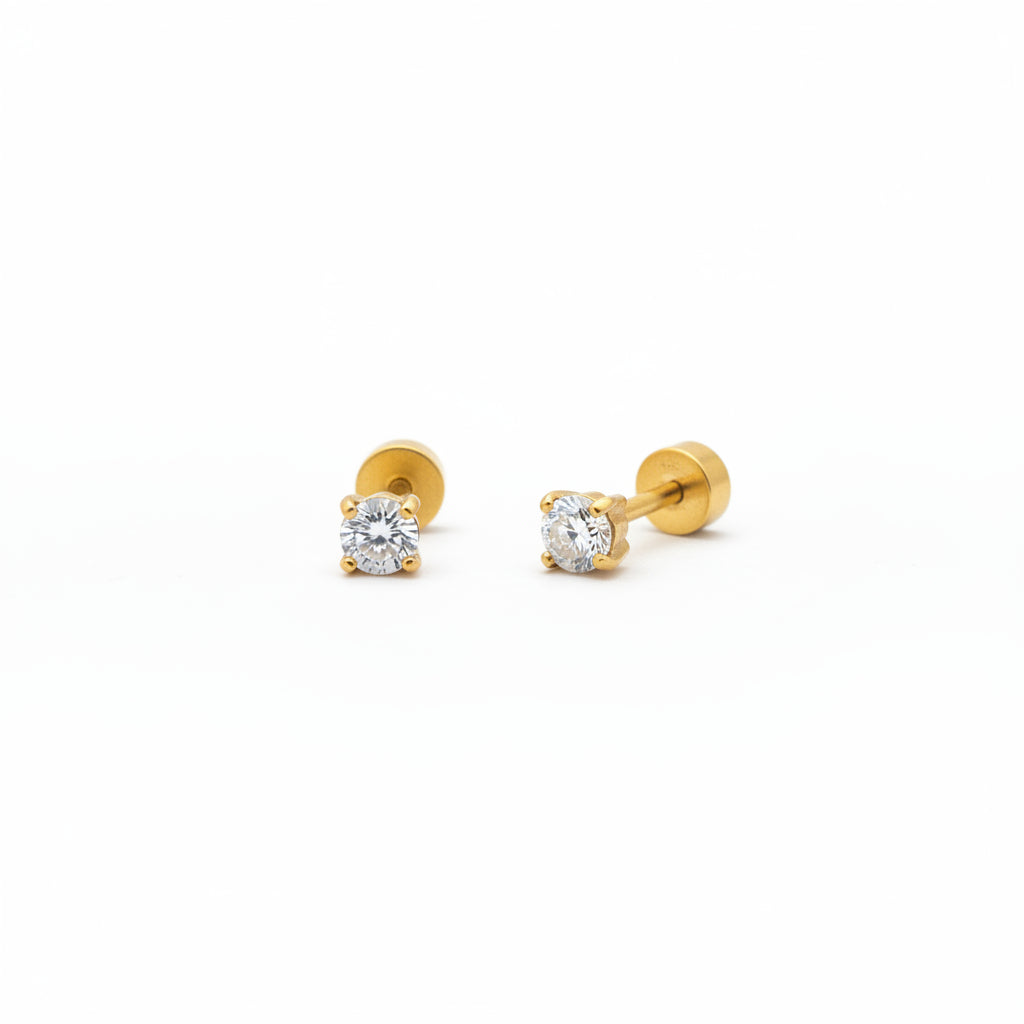 White Gem Stud Earring