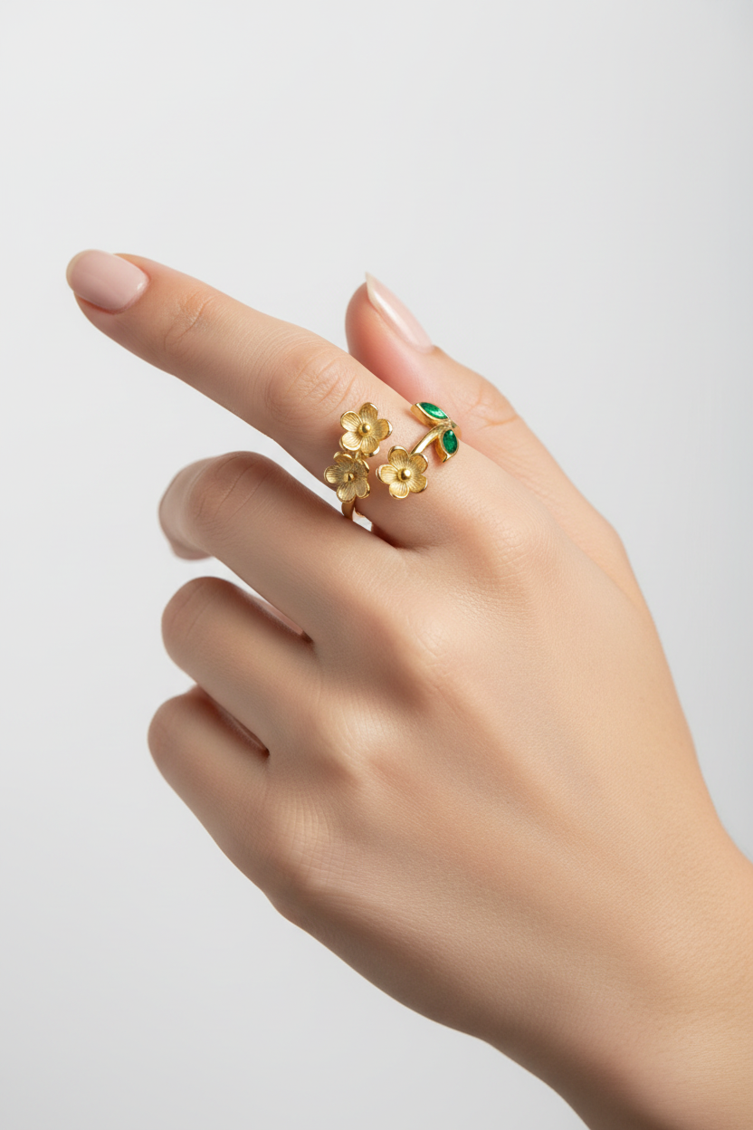 Floral Leaf Ring
