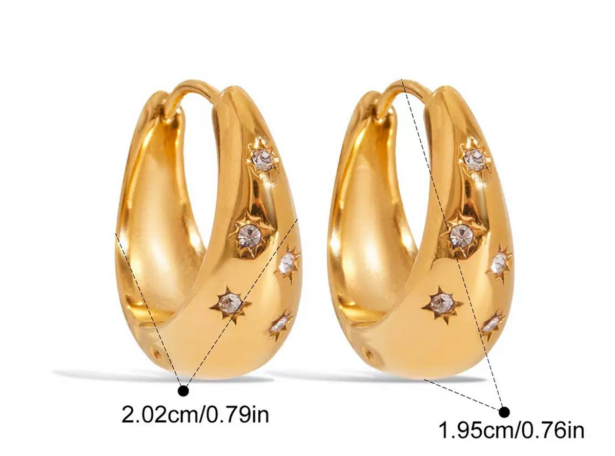 Gold-Tone Celestial Stone-Set Huggie Hoop Earrings