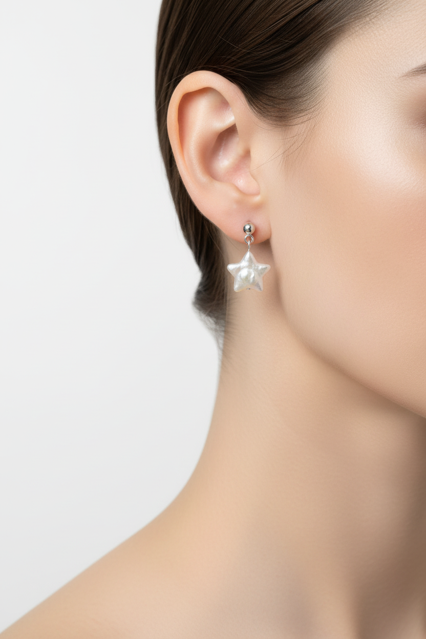 White Star Pearl Earrings