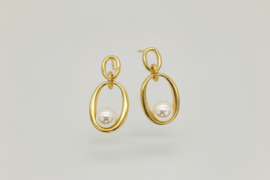 Big and Small Rings Pearl Earrings