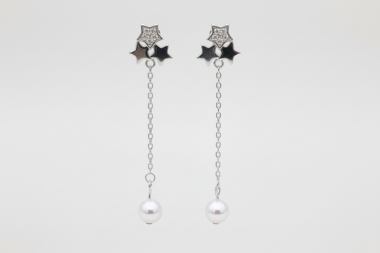Triple Star Pearl Earrings