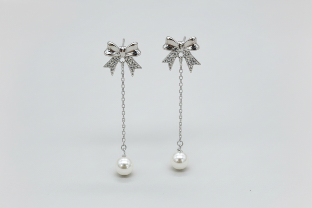 Bow Tie Pearl Earrings