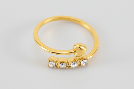 White Gem Love Heart Ring