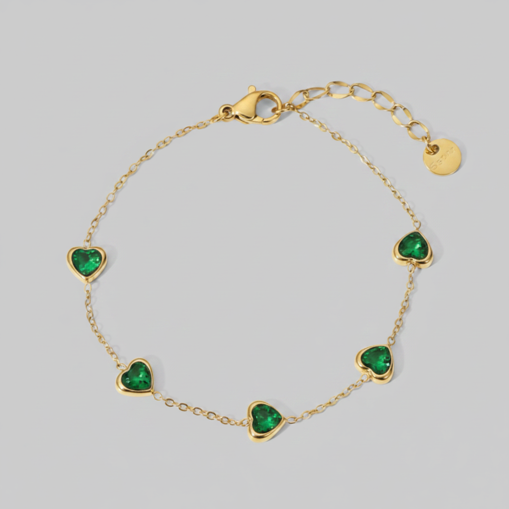Green Heart Gem Bracelet