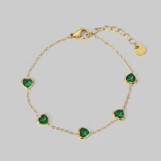 Green Heart Gem Bracelet