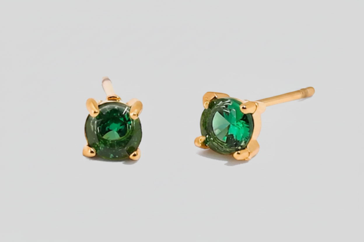 Green Gem Stud Earring
