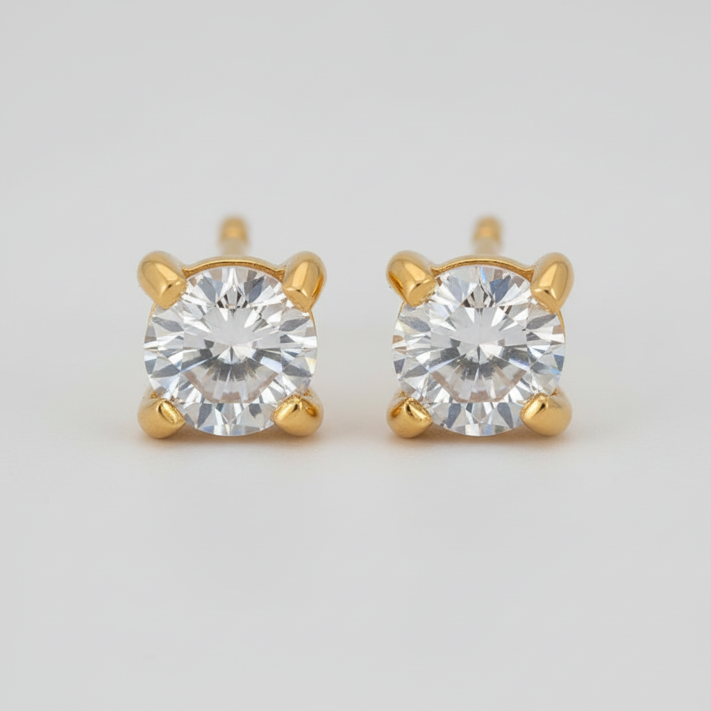 White Gem Stud Earring