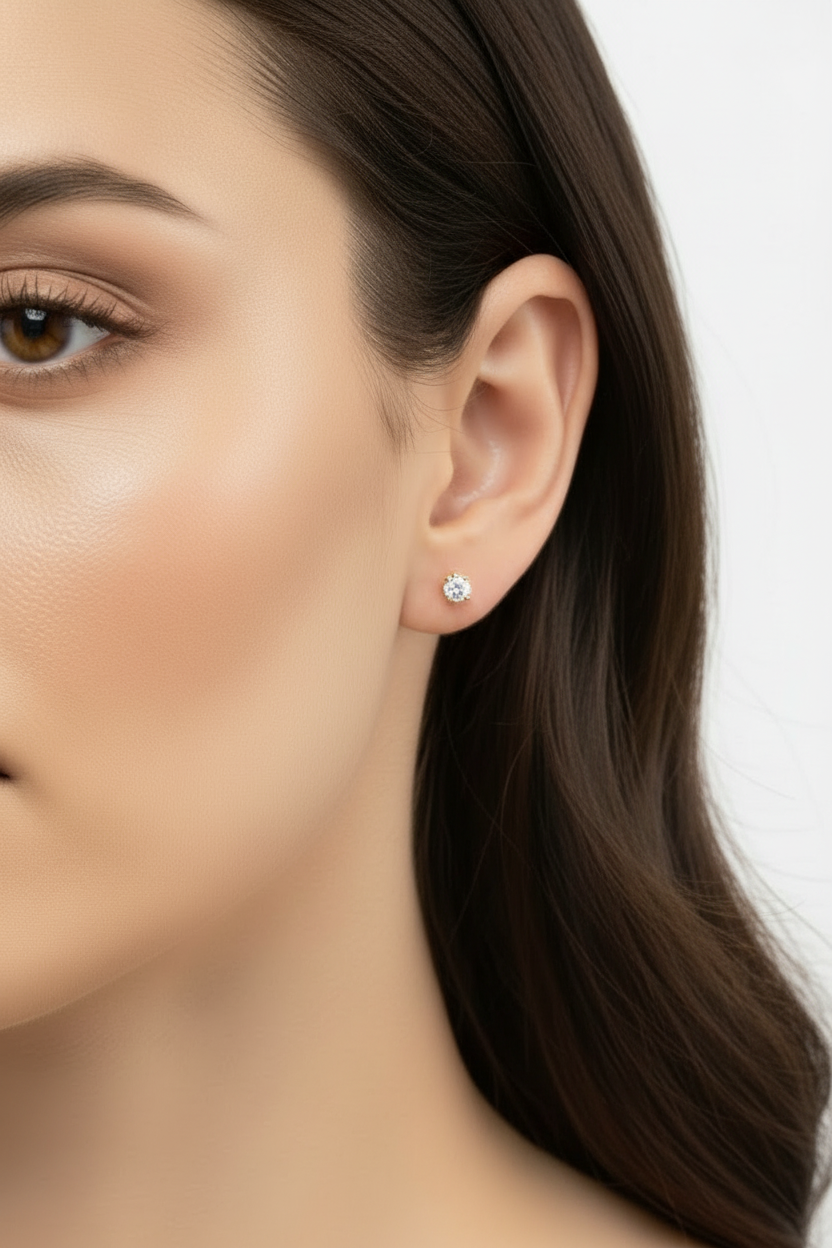 White Gem Stud Earring