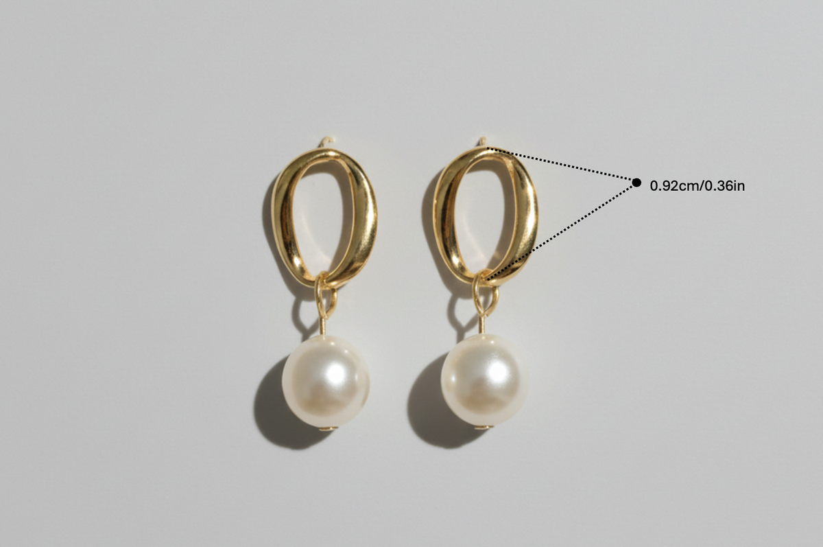 Gold-Tone Pearl-Style Oval Drop Earrings