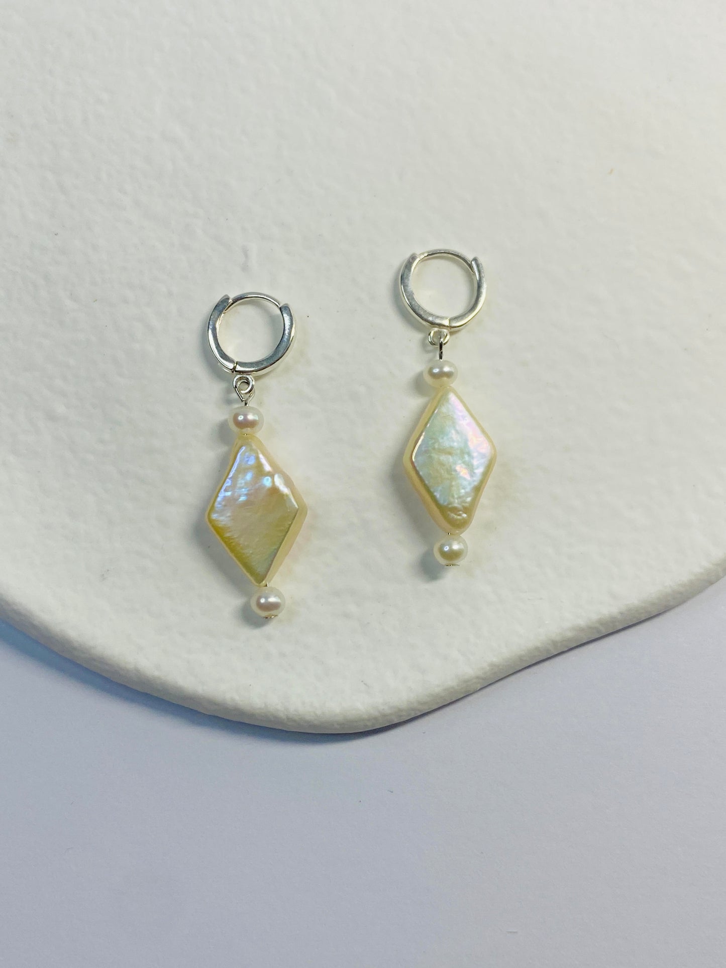 Baroque Diamond Shape Pearl Earrings