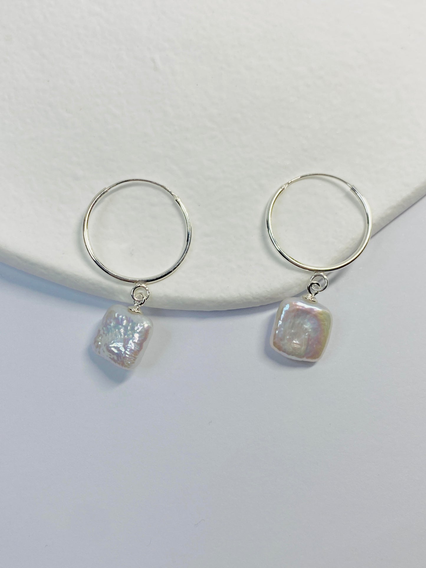 Baroque Square Shape Pearl Earrings