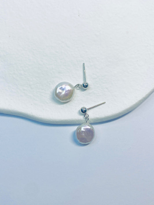 Button Pearl Earrings