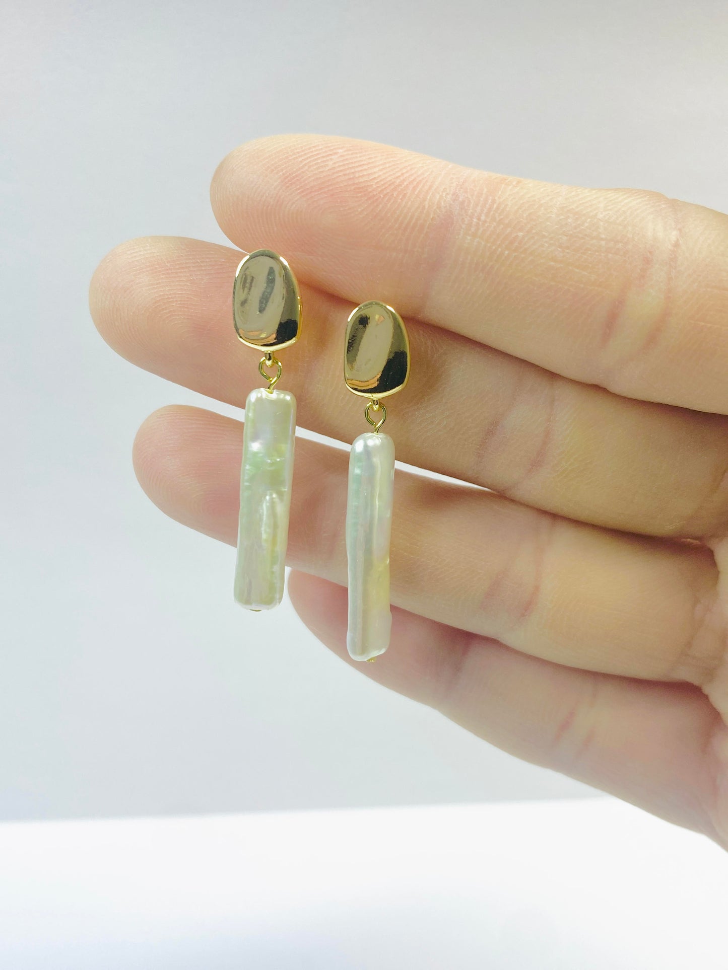 Long White Pearl Earrings