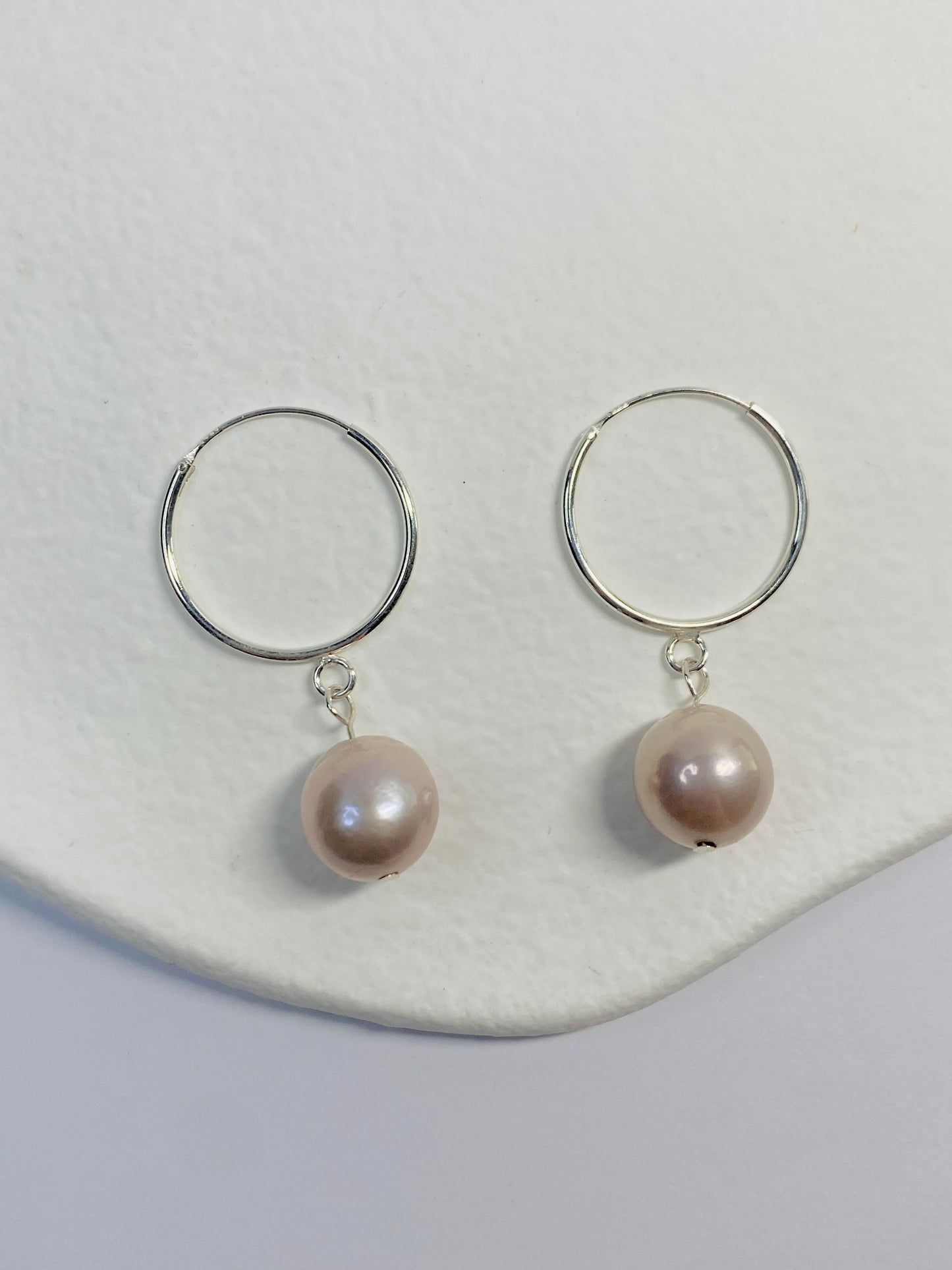 Baroque Round Shape Pearl Earrings - Pink