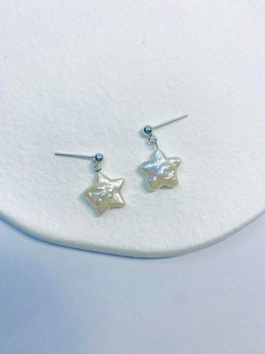 White Star Pearl Earrings