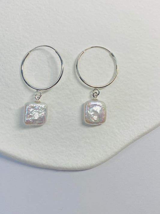 Baroque Square Shape Pearl Earrings